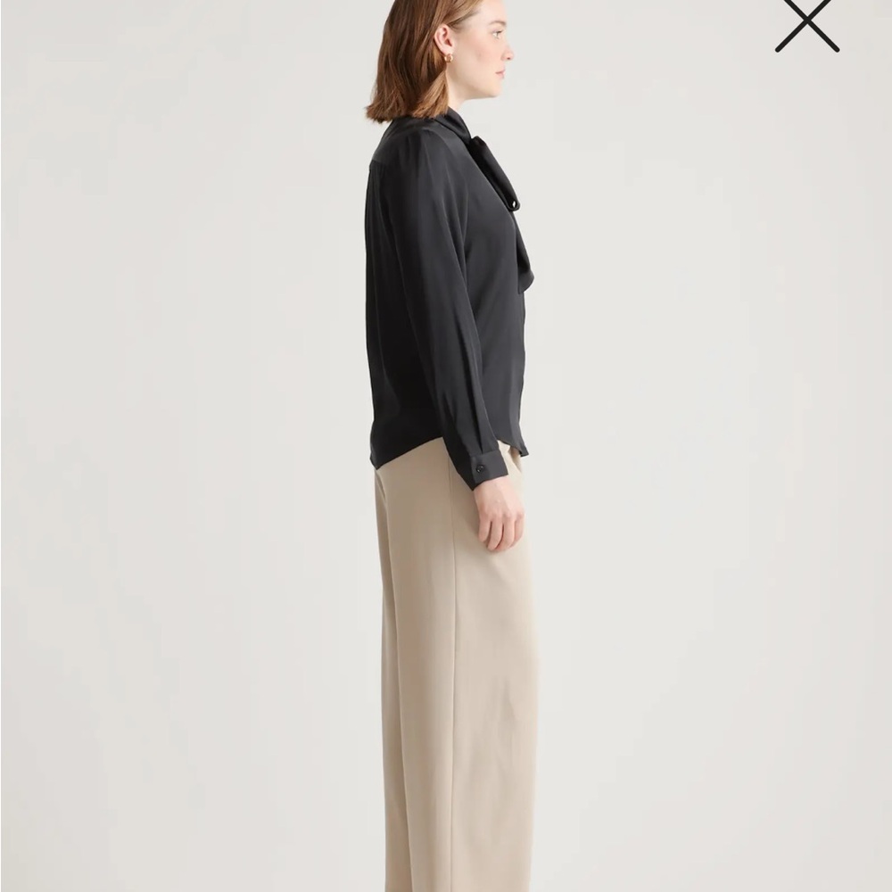 Quince Washable Stretch Silk Tie Neck Blouse - Picture 3 of 7